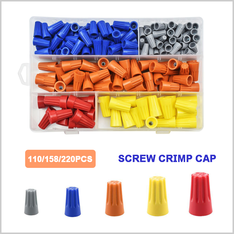 Wire Connector Cap - 110/158/220Pcs Screw Crimp Cap Boxed Quick