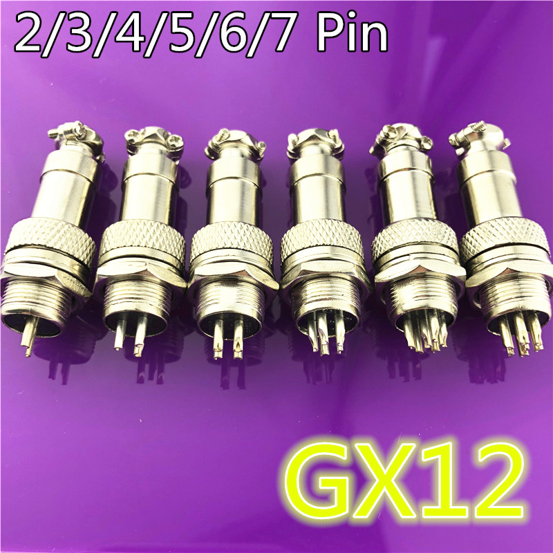 Wire Connector Cap - 1set GX12 2/3/4/5/6/7 Pin Male +