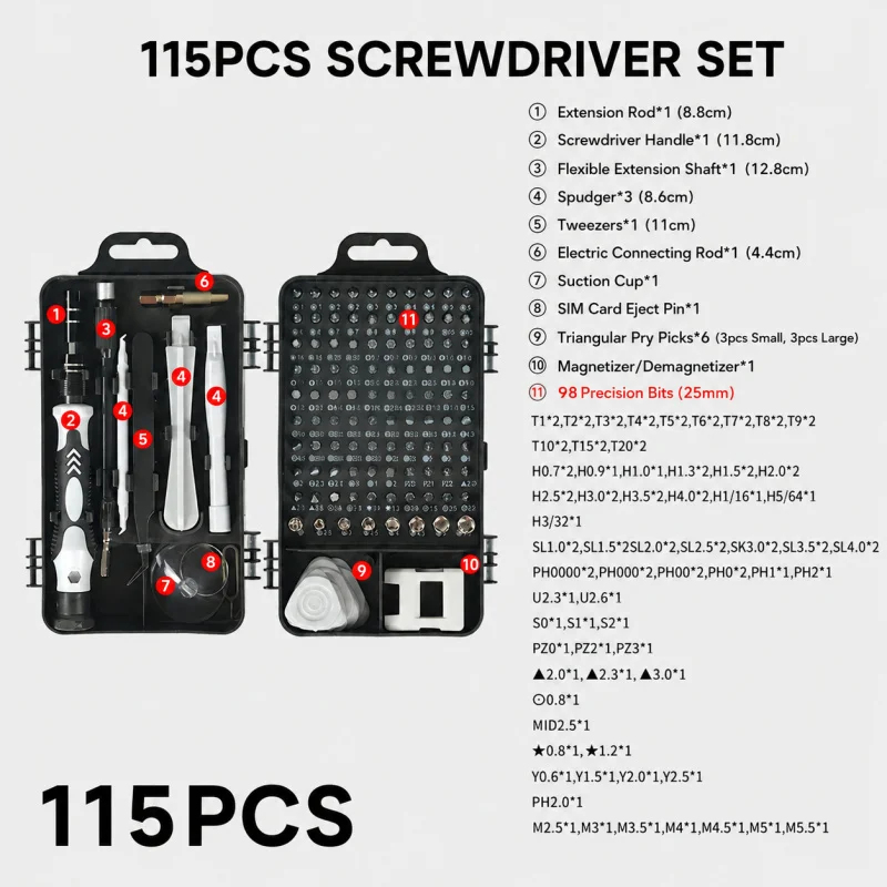 Portable 115in1 Magnetic Screw - Home Improvement Kit ulasan dan harga